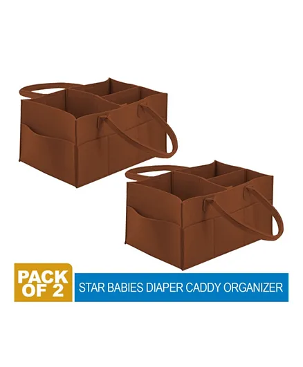 Star Babies Diaper Caddy Organizer Pack of 2 - Brown