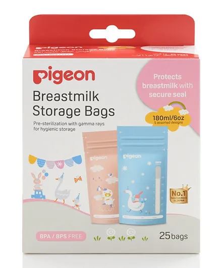 Pigeon Breast Milk Storage Bags Pack of 25 - 180ml Each