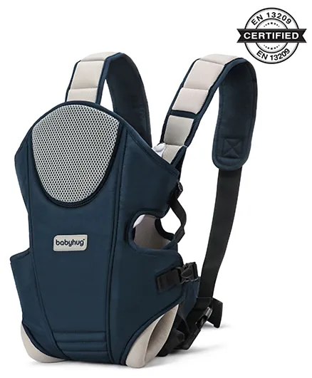 Babyhug First Blossom 3 Way Baby Carrier With Detachable Bib and Head Cushion - Navy Blue