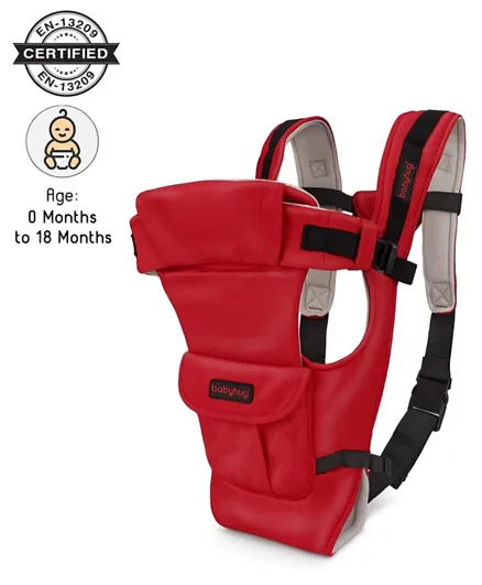Babyhug Joy Bundle 4 Way Baby Carrier With Front Pocket - Red