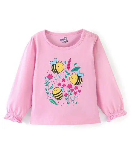 Doodle Poodle 100% Cotton Knit Full Sleeves Top Honey Bee Pink - Pink