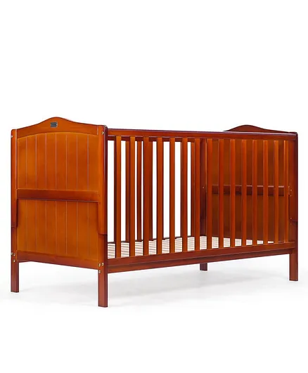 Babyhug 2 in 1 Height Adjustable Merlino Wooden Cot + Bed - Walnut