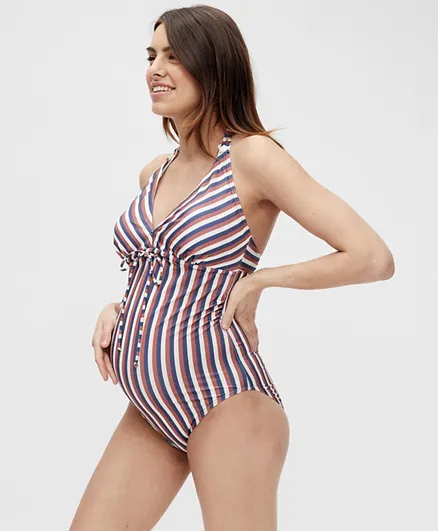 Mamalicious Lora Halter Padded Maternity Swimsuit - Beige