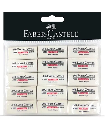 Faber Castell PVC Free Eraser Set White - 15 Pieces