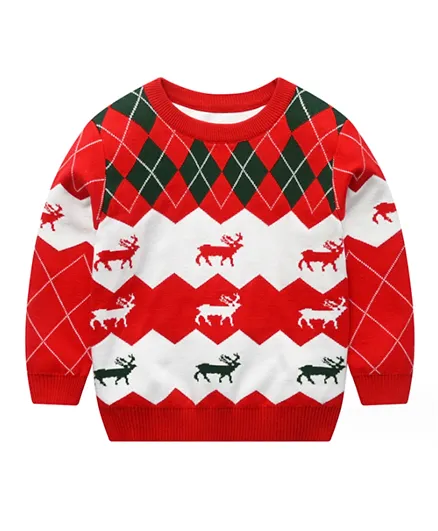 SAPS Reindeer Print Pullover - Red