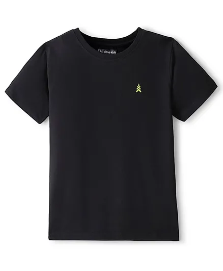 Pine Kids 100 % Cotton Half Sleeves Round Neck T-Shirt - Jet Black