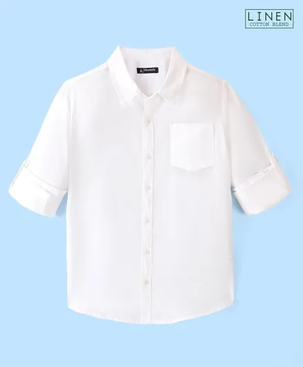 Pine Kids 100% Cotton Full Sleeves Solid Colour Shirt - White