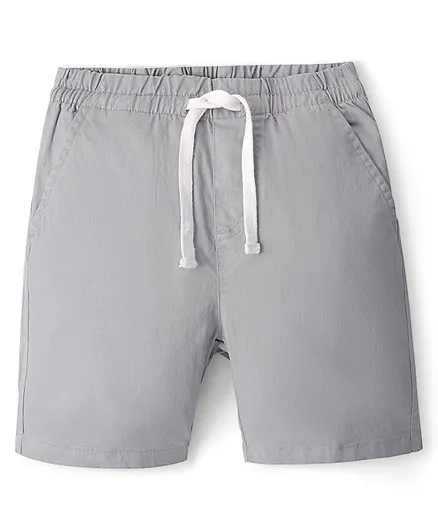 Pine Kids Cotton Elasticated Above Knee Length Solid Colour Shorts - Light Grey