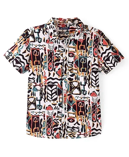 Pine Kids Cotton Half Sleeves Abstract Printed Shirt - Multicolor