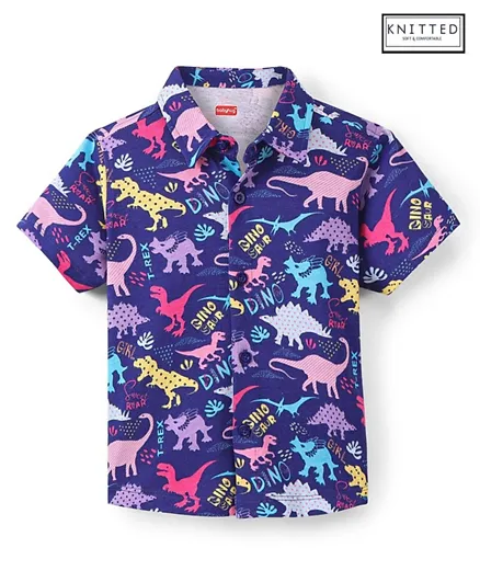 Babyhug 100% Cotton Half Sleeves Shirt Dinosaur Print - Purple