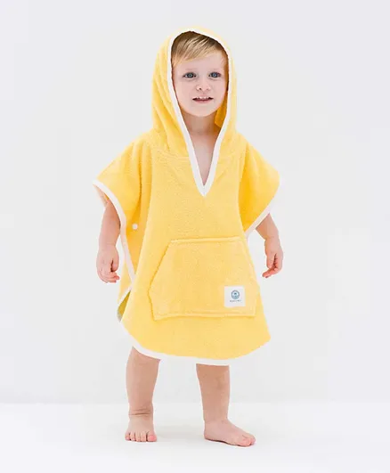 بدوي - منشفة البونشو للأطفال - أصفر الشمس