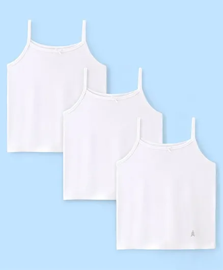 Pine Kids Cotton Lycra Sleeveless Inner Slip Pack of 3 - White