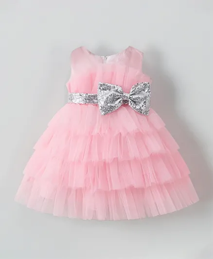 Kookie Kids Embellished Bow Party Dress - Pink