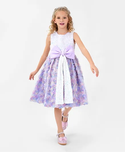 Kookie Kids All Over Embellished Floral Dress - Lavender
