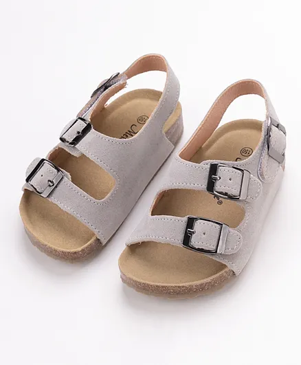 Kookie Kids Strappy Buckle Closure Sandals - Light Grey