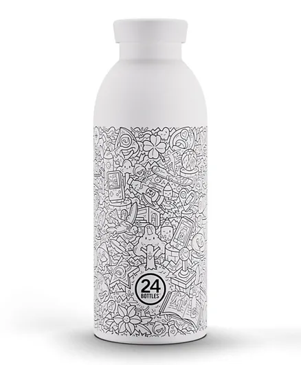 زجاجة ماء استانلس ستيل معزولة ذات جدار مزدوج 24 بوتلز كلايما إف آر إيه - أبيض 500 مل