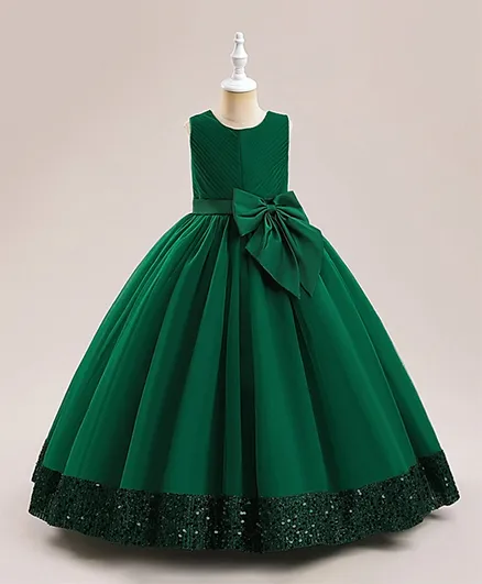 فستان حفلات كووكي كيدز بعمل الترتر - أخضر داكن