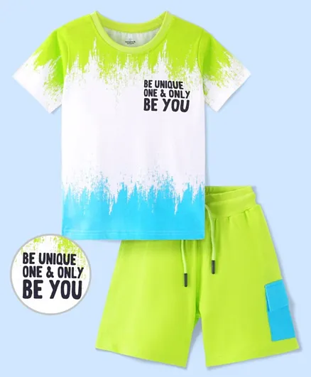 Ollington St. 100% Cotton Knit Half Sleeves T-Shirt & Shorts Set with Tie and Die Print - Multicolor