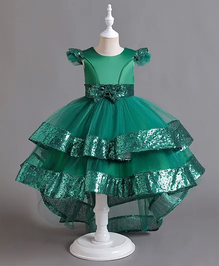 كووكي كيدز فستان بتفاصيل الترتر - أخضر