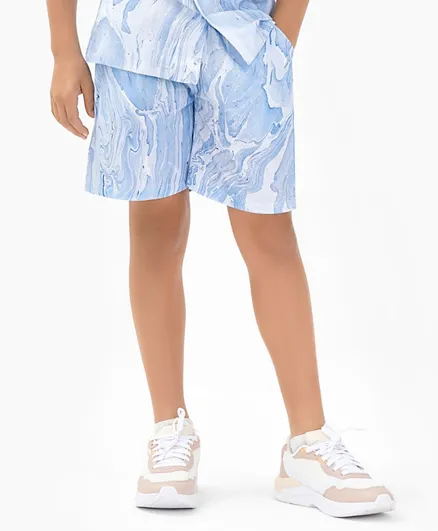 Primo Gino Marble Pull-on Shorts - Light Blue