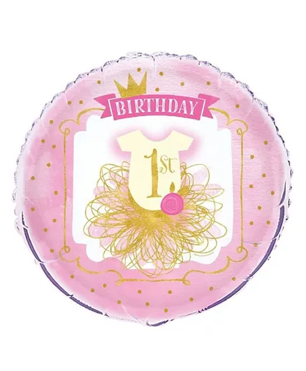 Unique Pink and Gold 1st Birthday Foil Balloon - 18 Inches