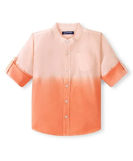 باين كيدز قميص قطن محبوك بأكمام كاملة لون سادة - برتقالي