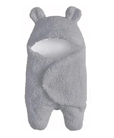 Soft Baby Swaddle Wrapper, Organic Cotton Sherpa, Grey, Warm & Comfortable, 70 cm, 0+ Months