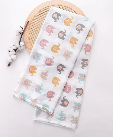 Elephant Print Soft Baby Blanket 120x110cm, Skin-Friendly, Warm, Perfect for Nap Time