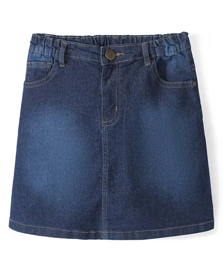 باين كيدز - تنورة جينز مغسولة محبوكة بطول فوق الركبة - أزرق