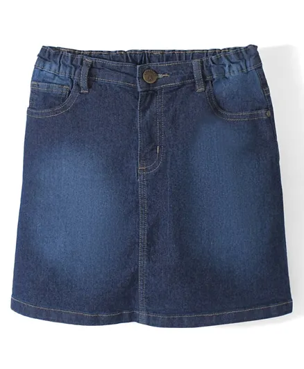 Pine Kids Denim Woven Washed Above Knee Length Skirt - Mid Blue