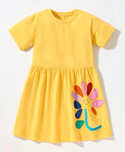 SAPS Flower Patched Dress - Yellow