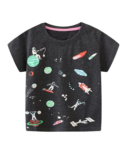 SAPS Space Theme  Graphic T-Shirt - Black