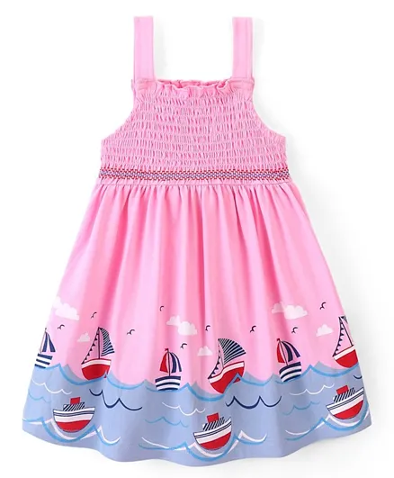 بيبي هاغ - فستان بطبعات قارب - وردي