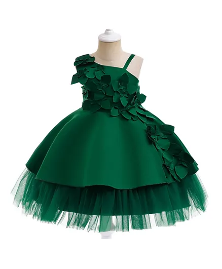 Kookie Kids Flower Applique Party Dress - Green
