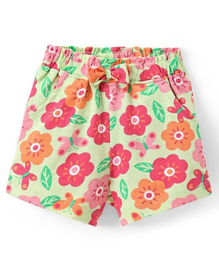 Babyhug Single Jersey Knit Mid Thigh Length Floral Printed Shorts - Multicolor