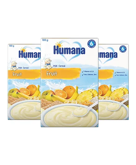 Humana Milk Fruit Cereals Pack of 3 - 180g Each