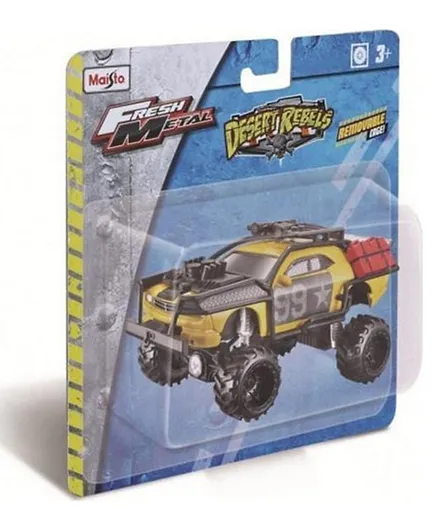 Maisto Die Cast 1:10 Scale Fresh Metal  Desert Rebels with Removable Cage Blister Pack Cheverolet Camaro - Yellow