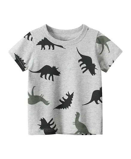SAPS Dino All Over Print T-Shirt - Grey