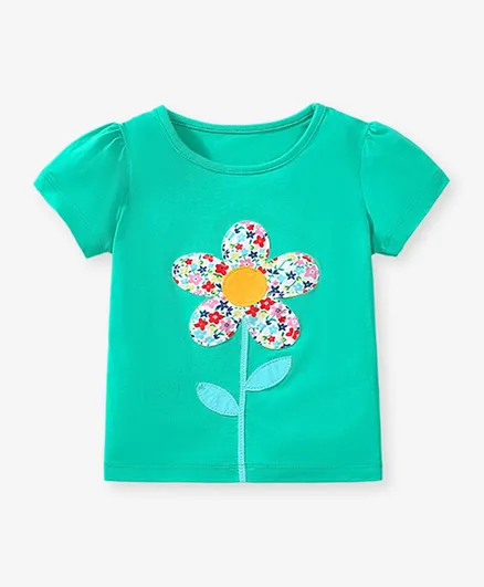 SAPS Flower Patched T-Shirt - Green