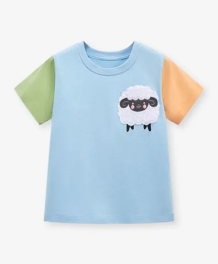SAPS Sheep Patched T-Shirt - Blue