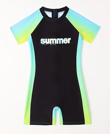 SAPS Summer Themed Legged Swimsuit - Black