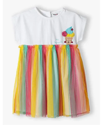 Minoti Ice Cream Graphic Tulle & Jersey Dress - Multicolor