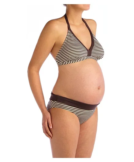 Mums & Bumps Pez D'or La Mer 3-Piece Tankini & Bikini Set Maternity Swimsuit - Brown