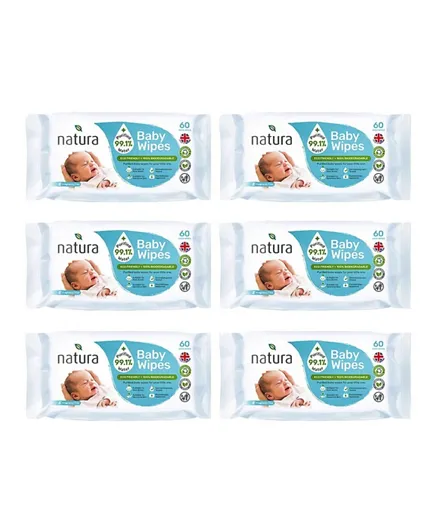 Natura Water Wipes Pack of 6 - 360 Pieces
