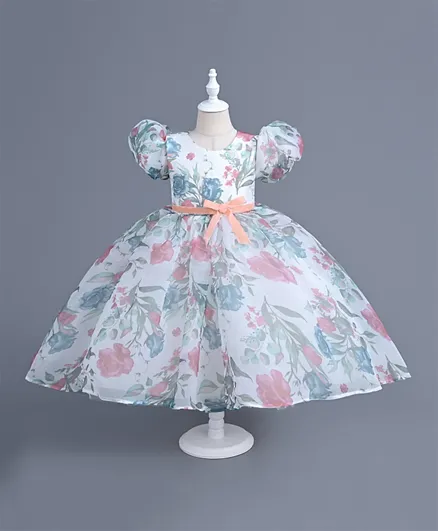 Babyqlo Floral  Prints Knee Length Party Dress -Multicolor
