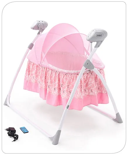 Babyhug Beryl Auto Swing Electronic Cradle With Remote Control - Pink