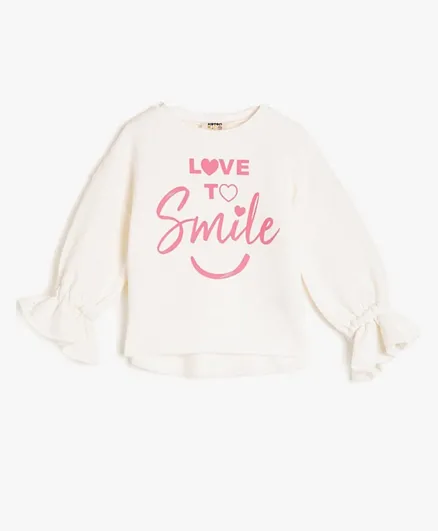 Koton Love To Smile Graphic Sweatshirt - White