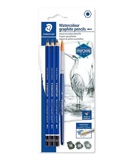 Staedtler Lumograph Pencil Aquarell + Brush - Blue