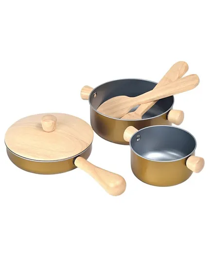 Plan Toys Wooden Cooking Utensils Set - Multicolour