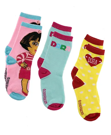 Nickelodeon Dora Pack of 3 Kids Socks - Multicolour